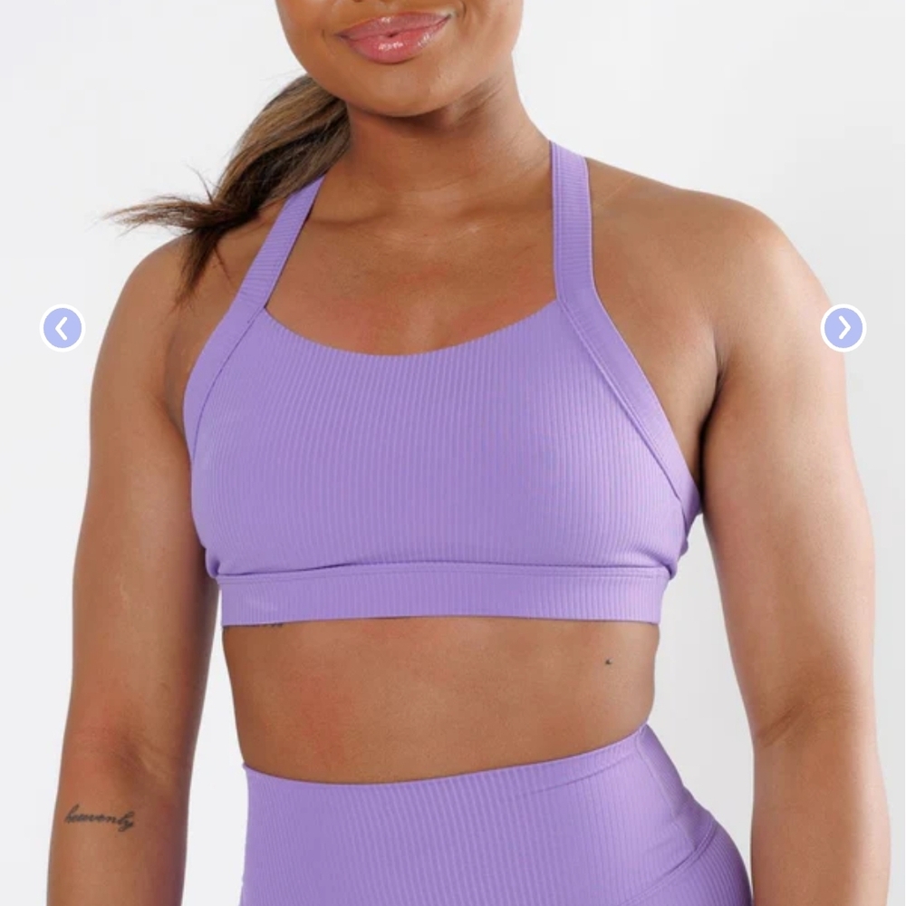Women's Purple Ribbed Sports Bra